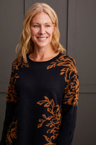 Tribal Reversible Cotton Crew Neck Sweater in Walnut for women, product view