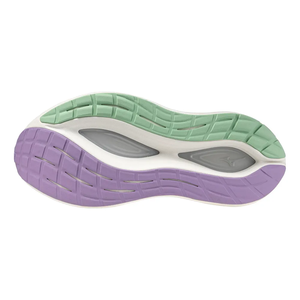Women's Mizuno Neo Vista 2 in Pristine/White, outsole view.