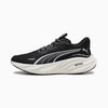 Black and white athletic shoe on a light gray background