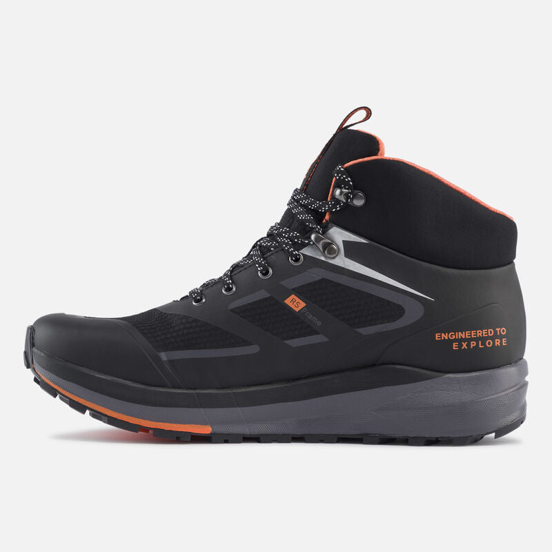 men's black and orange hiking boot, medial view