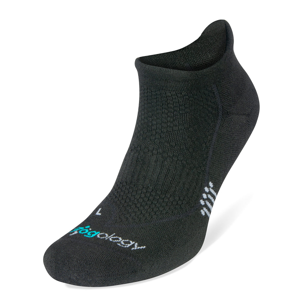 Unisex Jogology socks. High cushion. Now show. Black. Front/Lateral view.