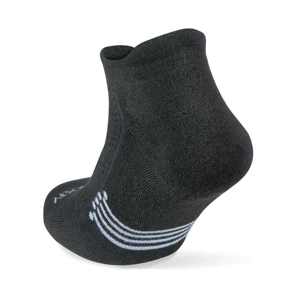 Unisex Jogology socks. High cushion. Now show. Black. Rear/Lateral view.