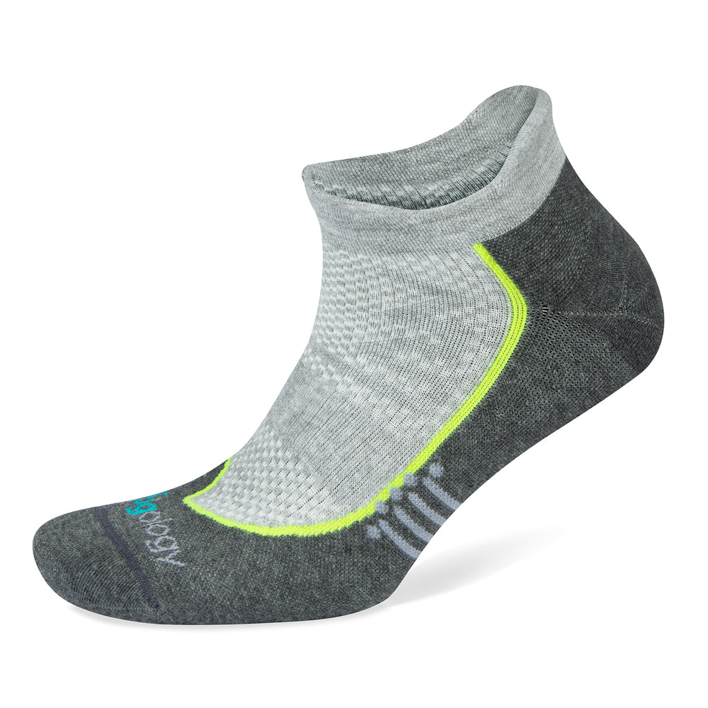 Unisex Jogology socks. High cushion. Now show. Charcoal. Lateral view.