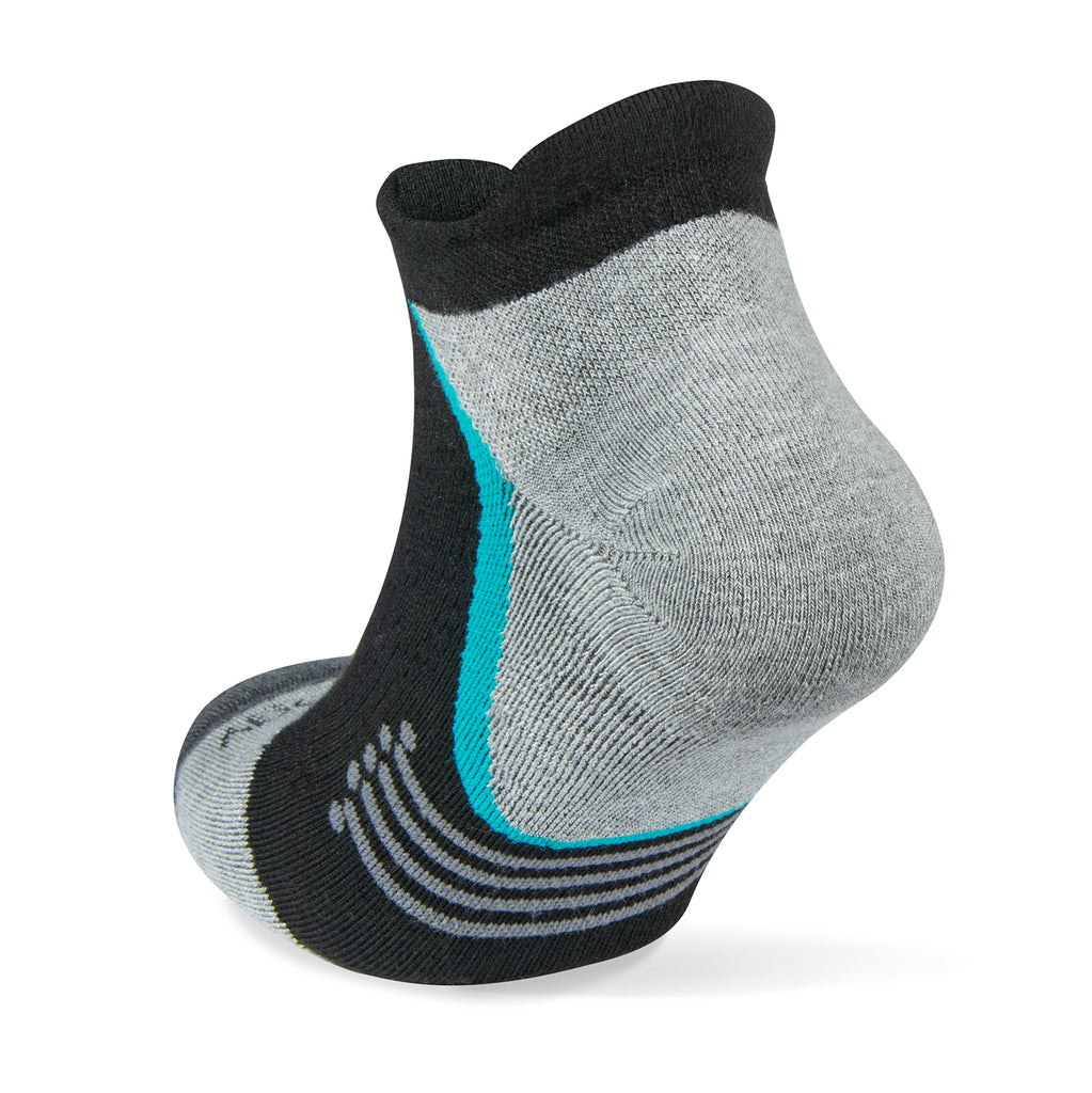 Unisex Jogology socks. Medium cushion. Now show. Black. Rear/Lateral view.