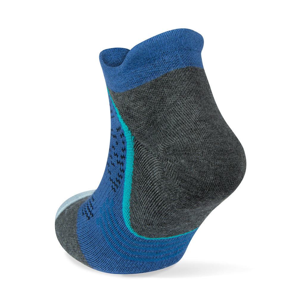 Unisex Jogology socks. Medium cushion. Now show. Blue. Rear/Lateral view.