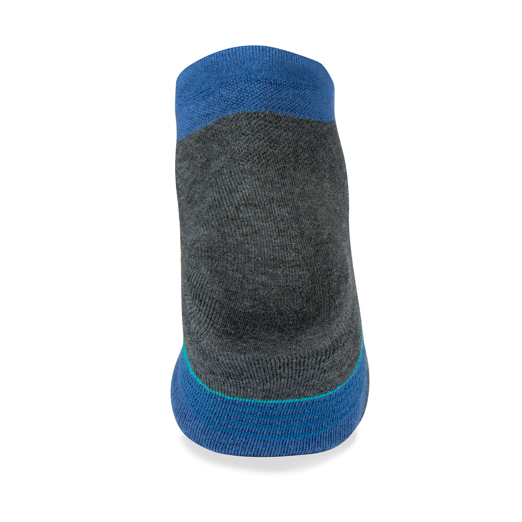 Unisex Jogology socks. Medium cushion. Now show. Blue. Rear view.