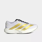 Men's Adidas Adizero Evo SL Woven. White upper. White midsole. Lateral view.