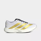 Men's Adidas Adizero Evo SL Woven. White upper. White midsole. Lateral view.