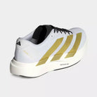 Men's Adidas Adizero Evo SL Woven. White upper. White midsole. Lateral view.