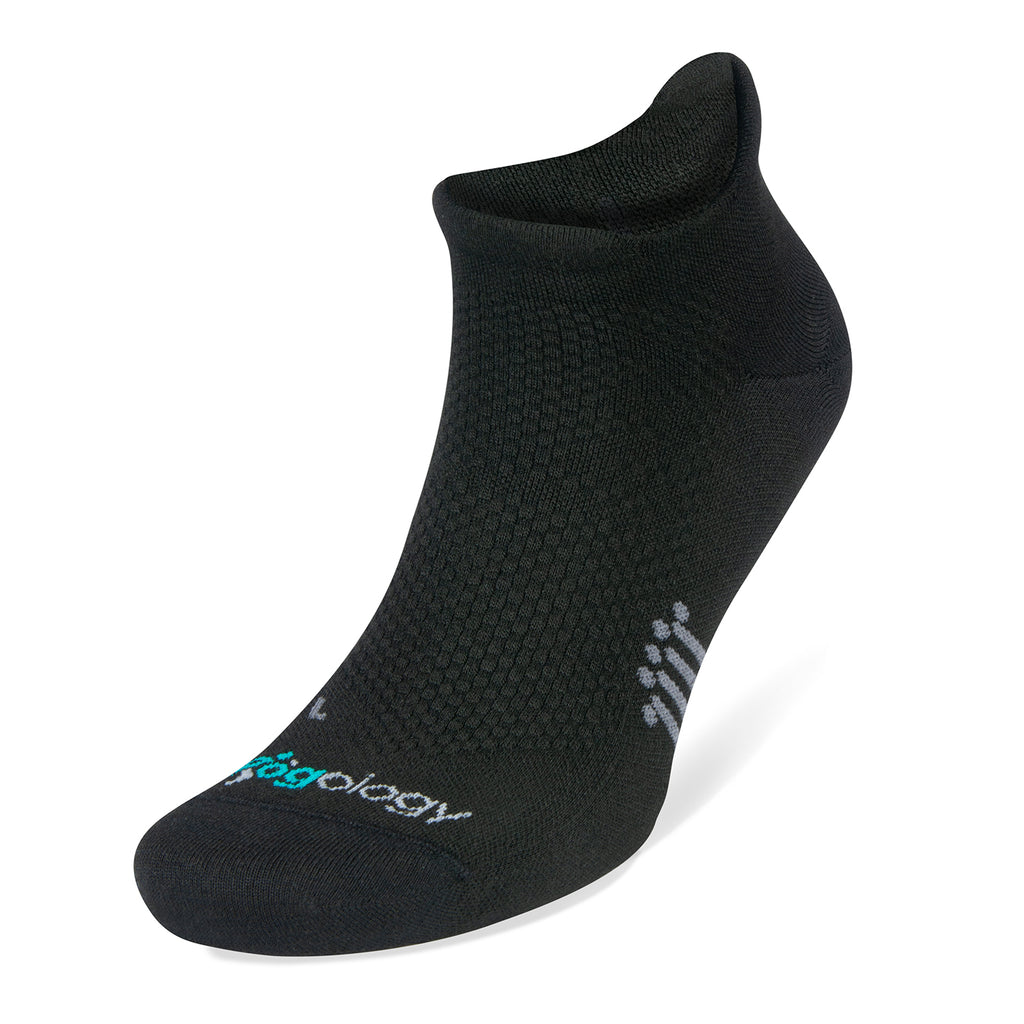 Unisex Jogology socks. Low cushion. Now show. Black. Front/Lateral view.