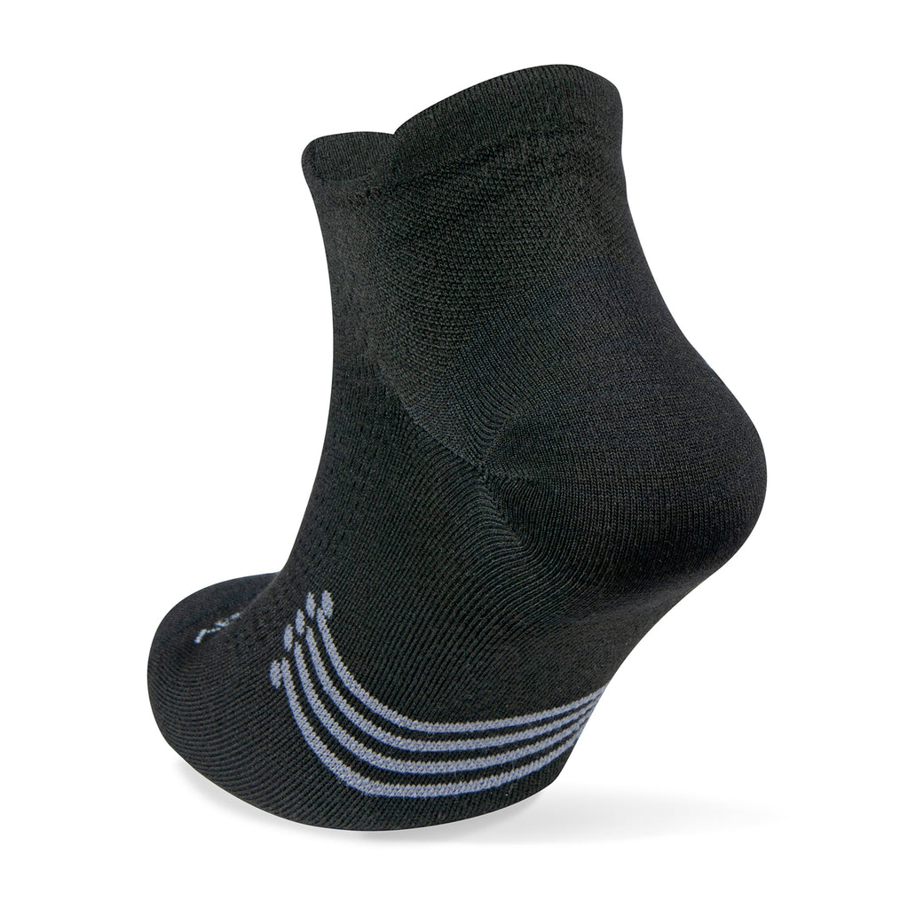 Unisex Jogology socks. Low cushion. Now show. Black. Rear/Lateral view.