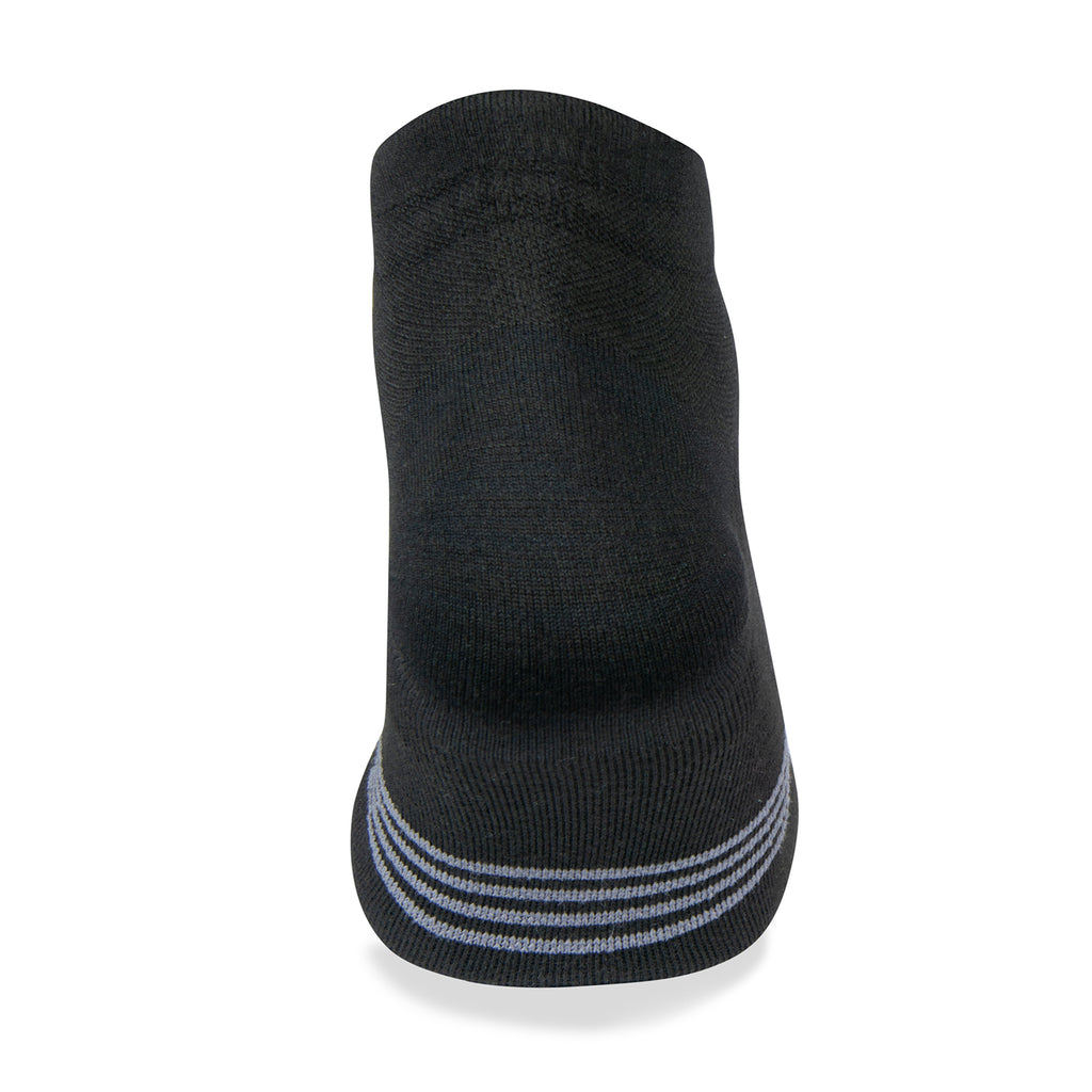Unisex Jogology socks. Low cushion. Now show. Black. Rear view.