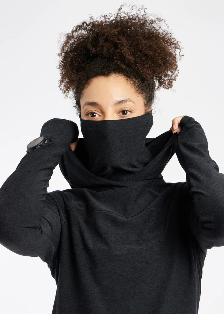 Oiselle Lux Highline Hoodie. Black.