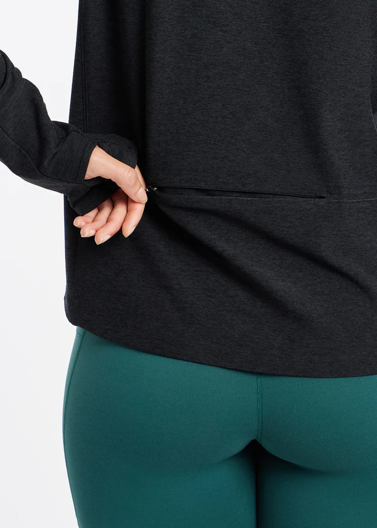 Oiselle Lux Highline Hoodie. Black.