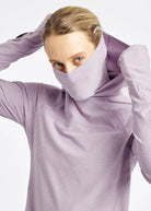 Women's Oiselle Lux Highline Hoodie in Dusty Lavender, detail view