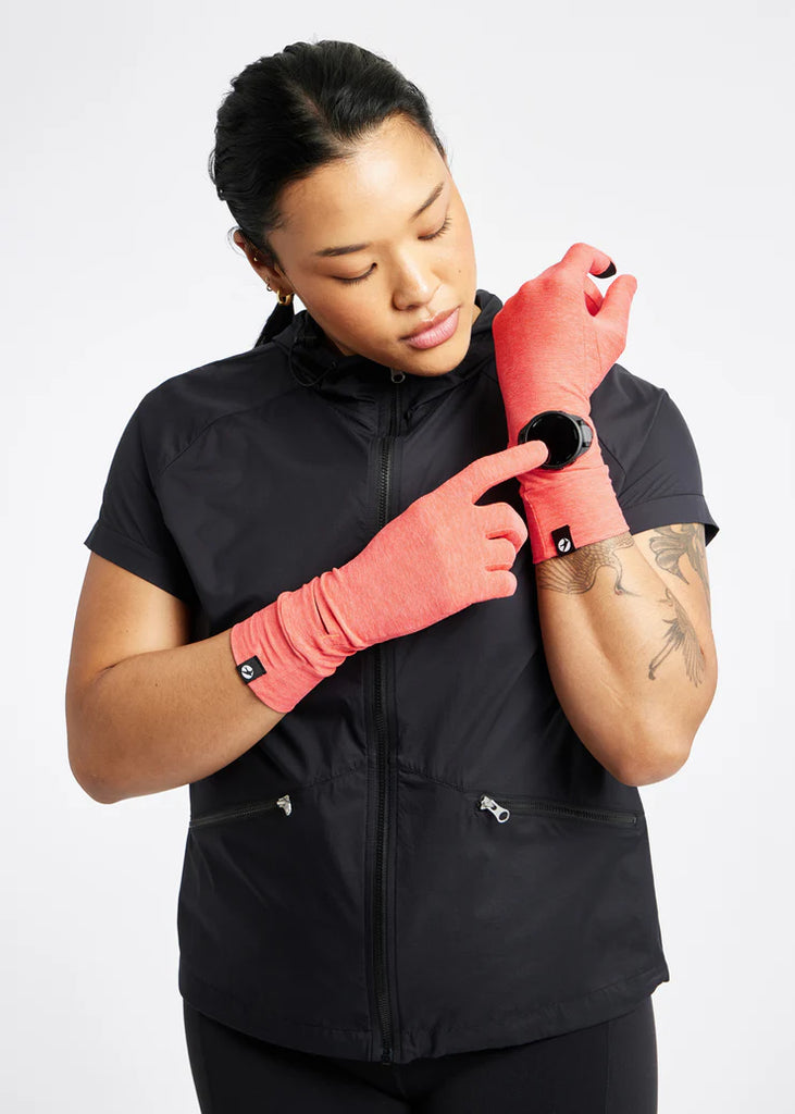 Oiselle Lux Watch Window Glove. Alpenglow.