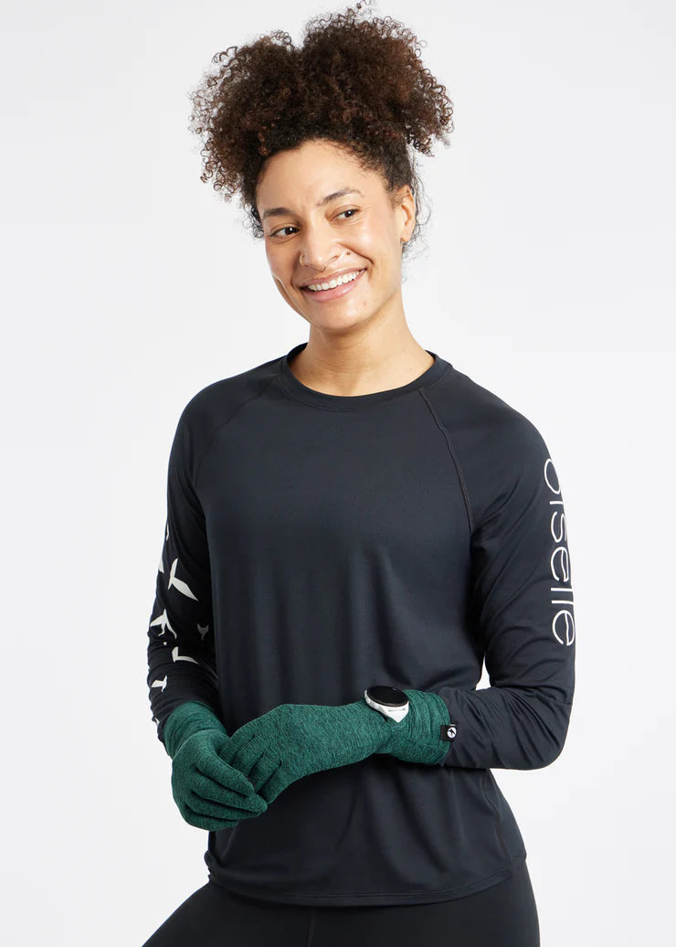 Oiselle Lux Watch Window Glove. Juniper.