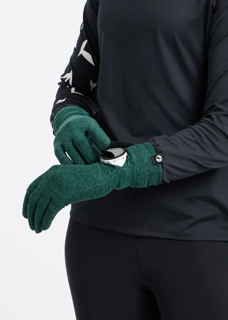 Oiselle Lux Watch Window Glove. Juniper.