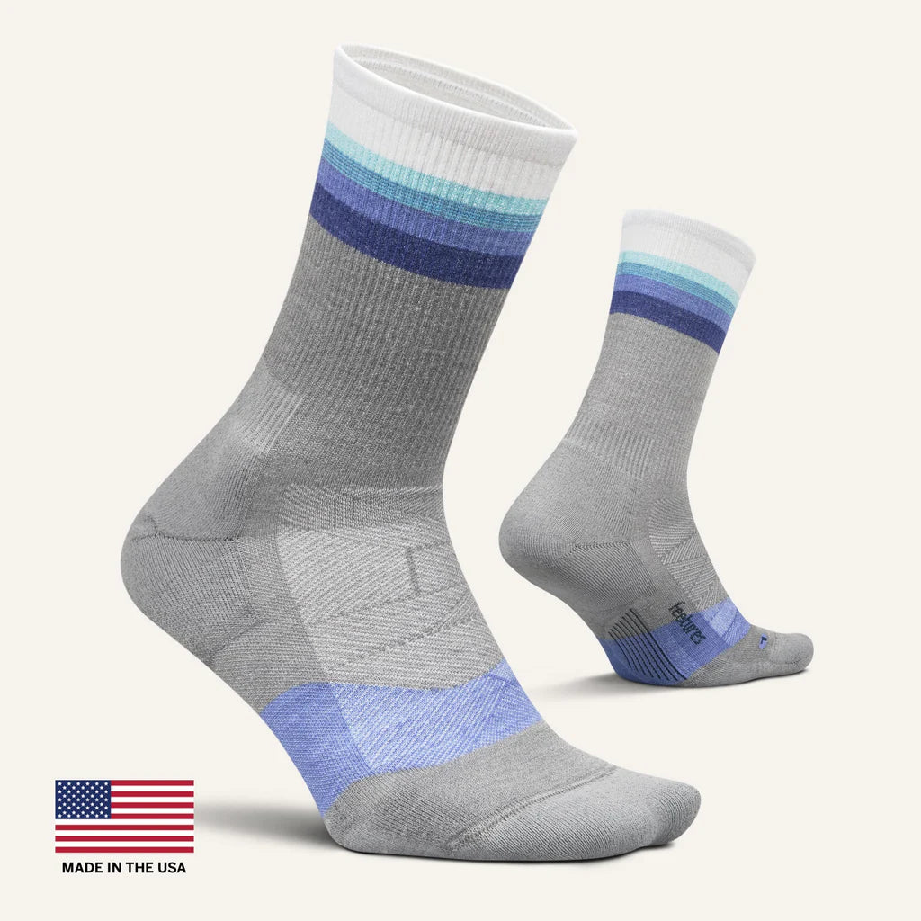 Feetures Merino 10 Max Cushion Mini Crew. Grey.