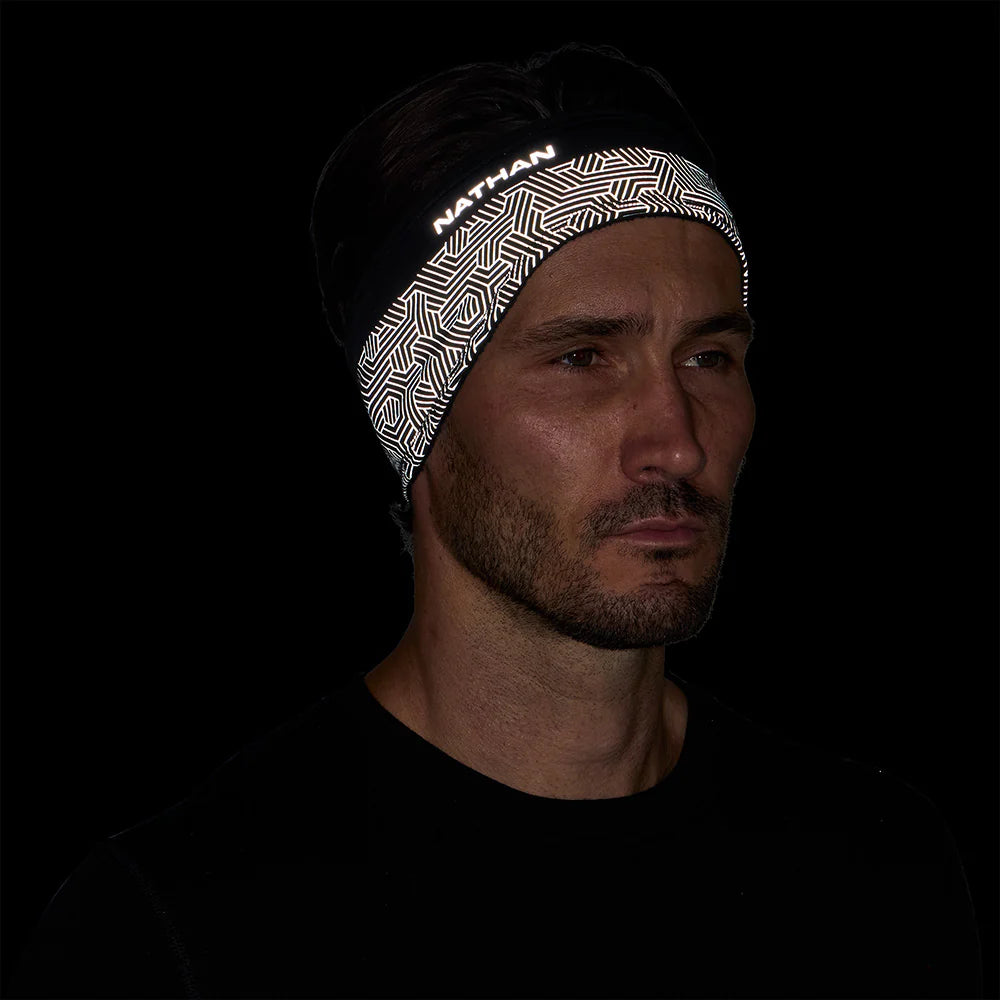 Nathan Hypernight Reflective Headband. Black/Hex.