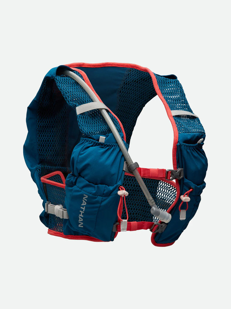 Women's Nathan VaporAiress Lite 4 Liter Hydration Vest. Blue. Front view.
