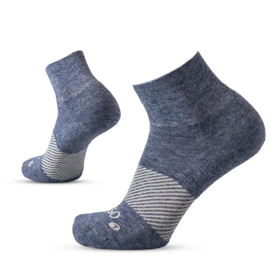 OS1st Wicked Comfort Merino Quarter Crew Socks. Denim.