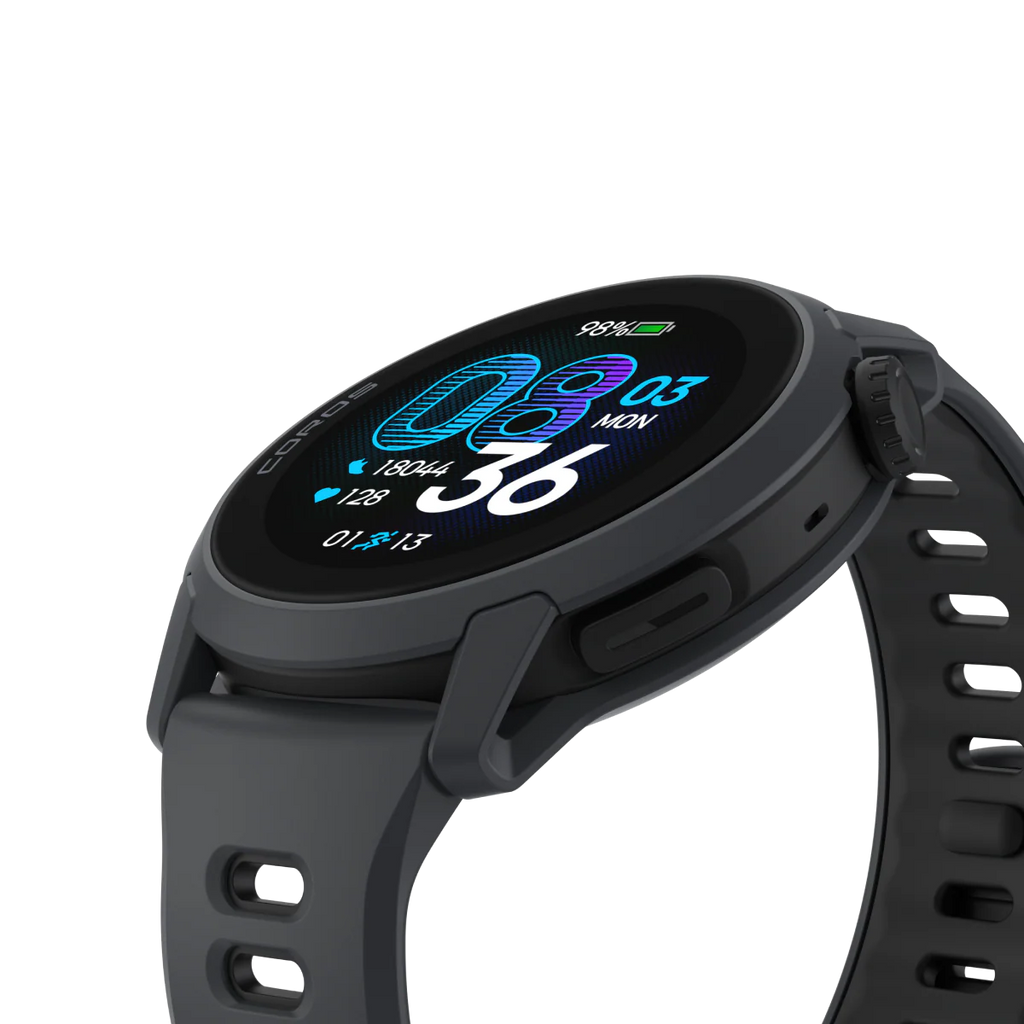 Coros Pace 4. Black. Silicone band.