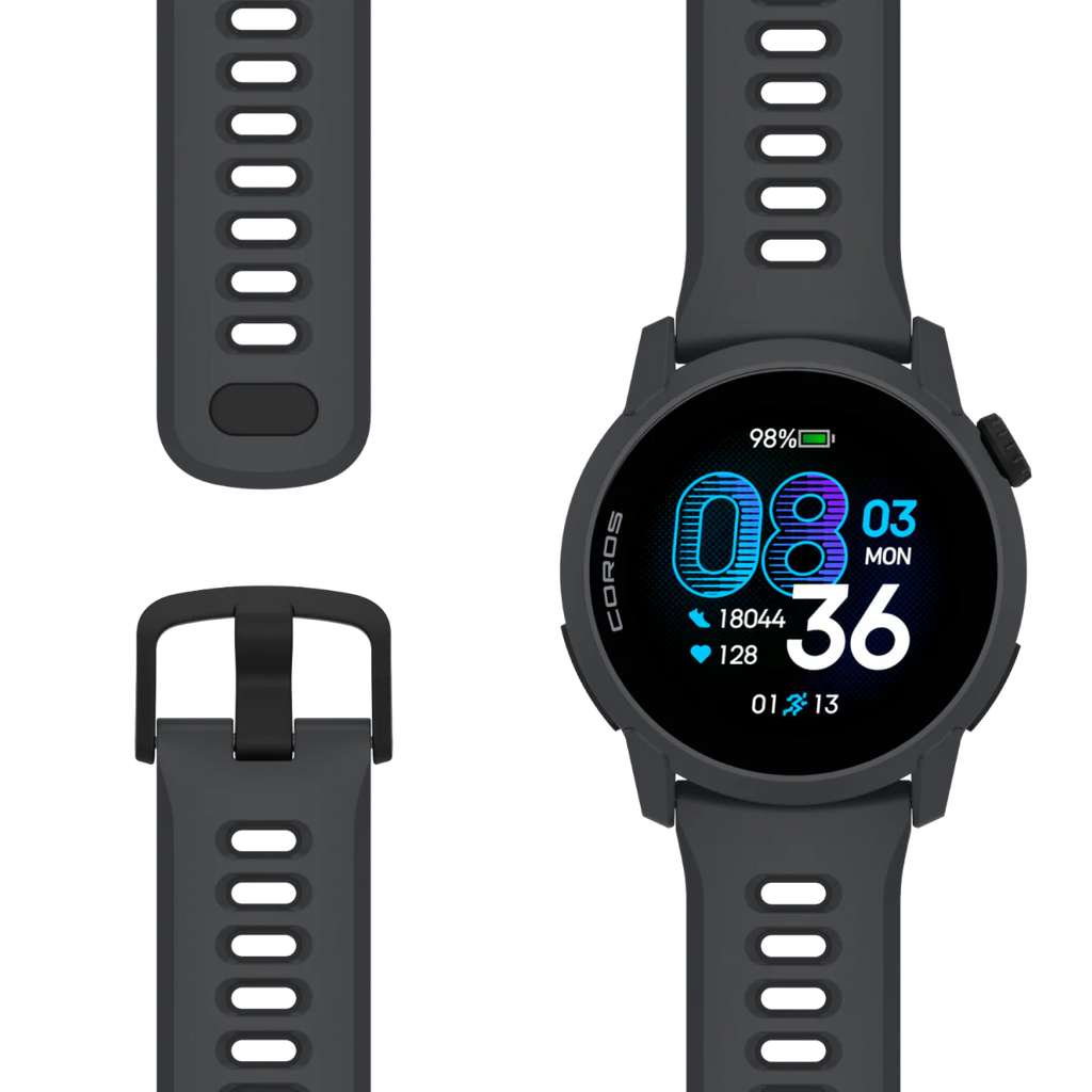 Coros Pace 4. Black. Silicone band.