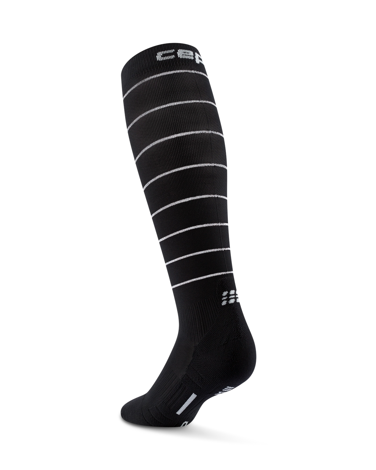 Women's CEP Pro Run Reflective Tall Compression Socks. Black.