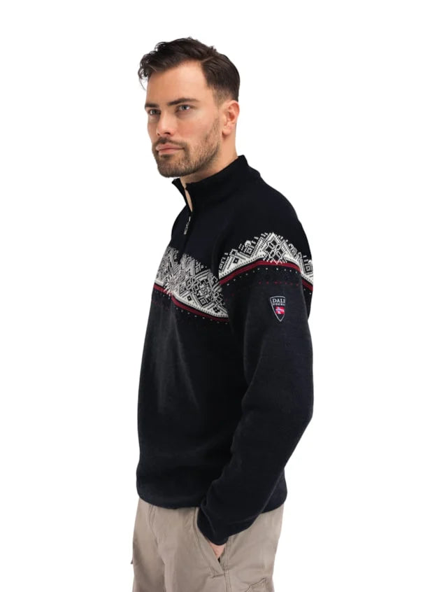 Dale of Norway Moritz Sweater Men's in Dark Charcoal/Raspberry/Black product view
