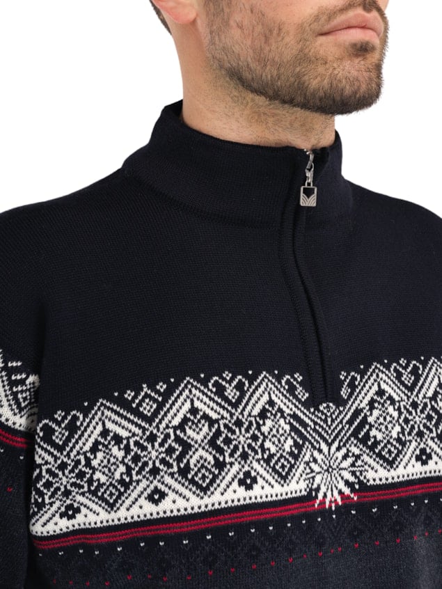 Dale of Norway Moritz Sweater Men's in Dark Charcoal/Raspberry/Black product view