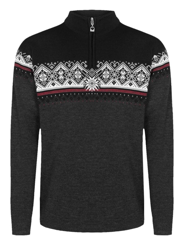 Dale of Norway Moritz Sweater Men's in Dark Charcoal/Raspberry/Black product view