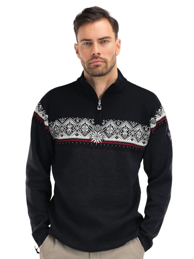 Dale of Norway Moritz Sweater Men's in Dark Charcoal/Raspberry/Black product view