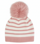 Mitchie's Matchings | Striped Knitted Hat with Fox Fur Pom | Women's