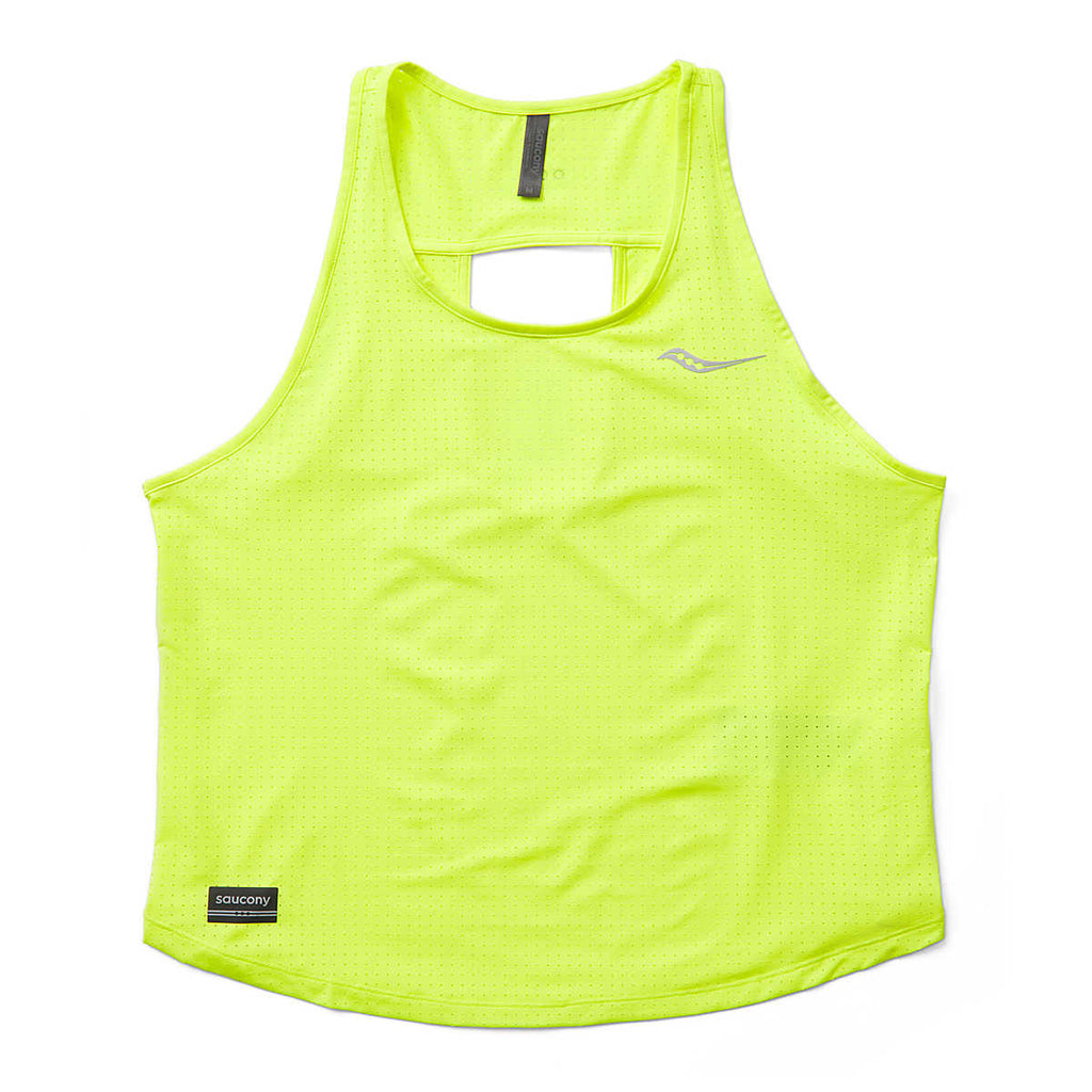 Women's Saucony Kinvara Keyhole Tank. Neon yellow.