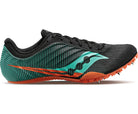 Men's Saucony Spitfire 5. Black/Cool Mint. Lateral view.
