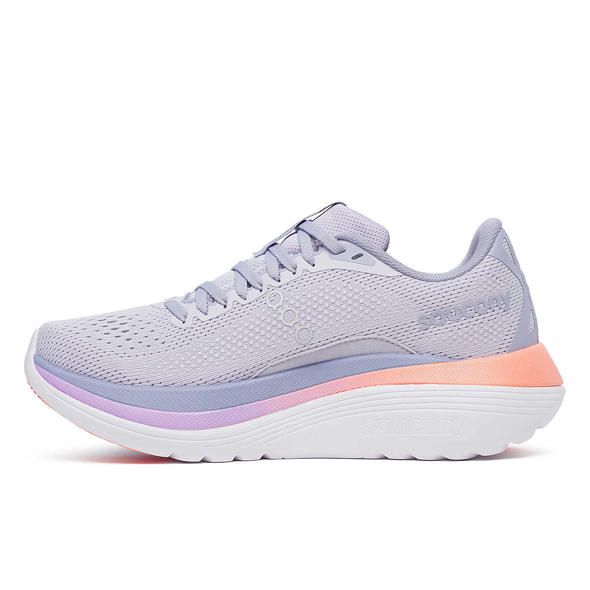 Women's Saucony Endorphin Trainer. Aster/Marine. Medial view.