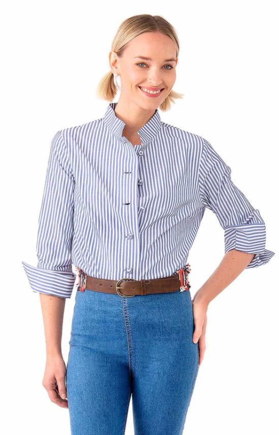 Gretchen Scott Forget Me Knot Top women's Navy Stripe front view