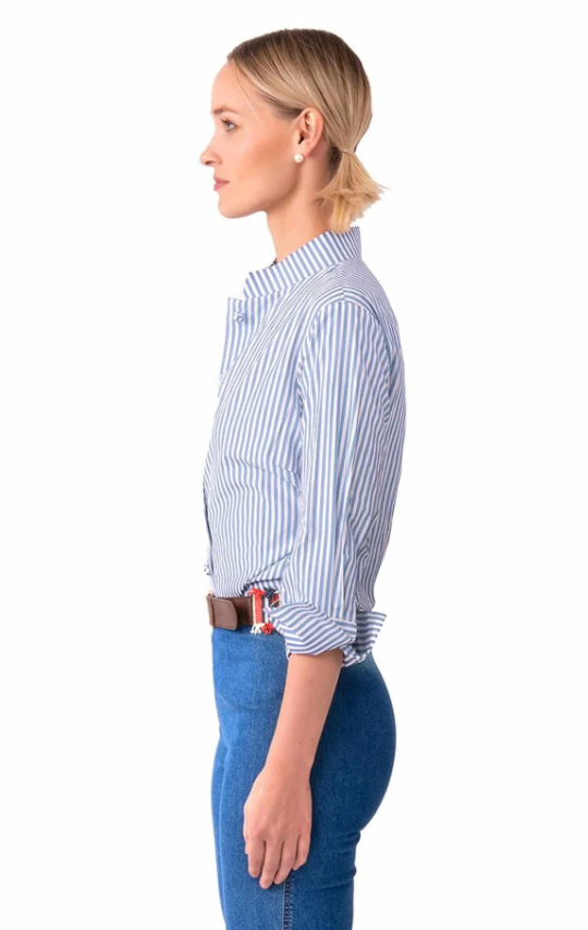 Gretchen Scott Forget Me Knot Top women's Navy Stripe back view