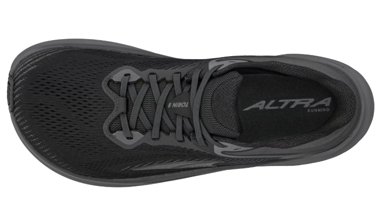 Women's Altra Torin 8 in Black, top view.