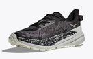 Men's Hoka Speedgoat 6 in Black/Stardust, lateral side view.