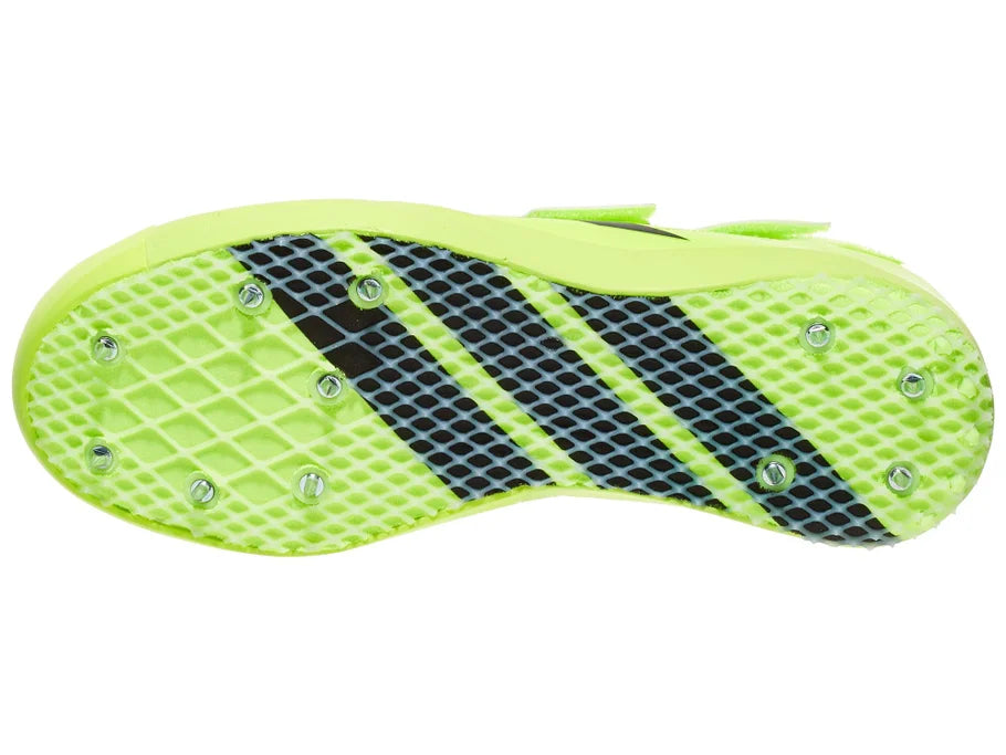 Adidas Adizero Javelin. Yellow. Bottom view.