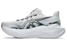 Asics Superblast 3. White upper. White midsole. Medial view.