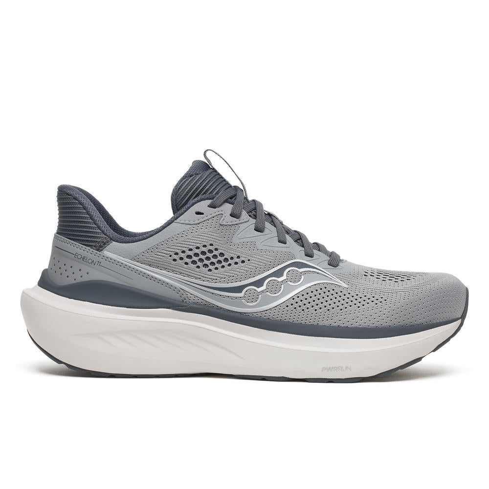Saucony Echelon 11 men's running shoe in Fossil/Gunmetal, lateral view