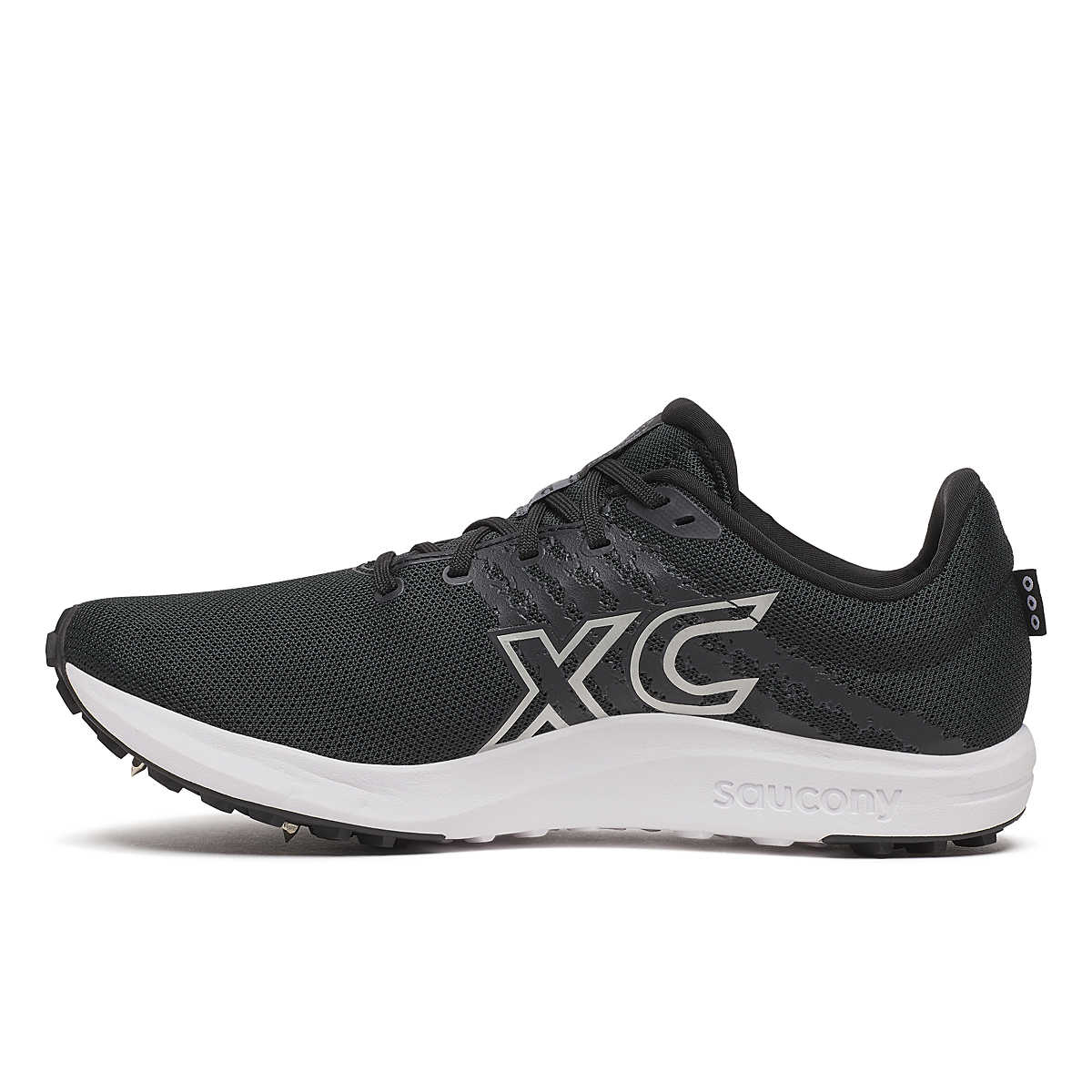 Saucony Kilkenny XC 10 in Black/White – medial view.
