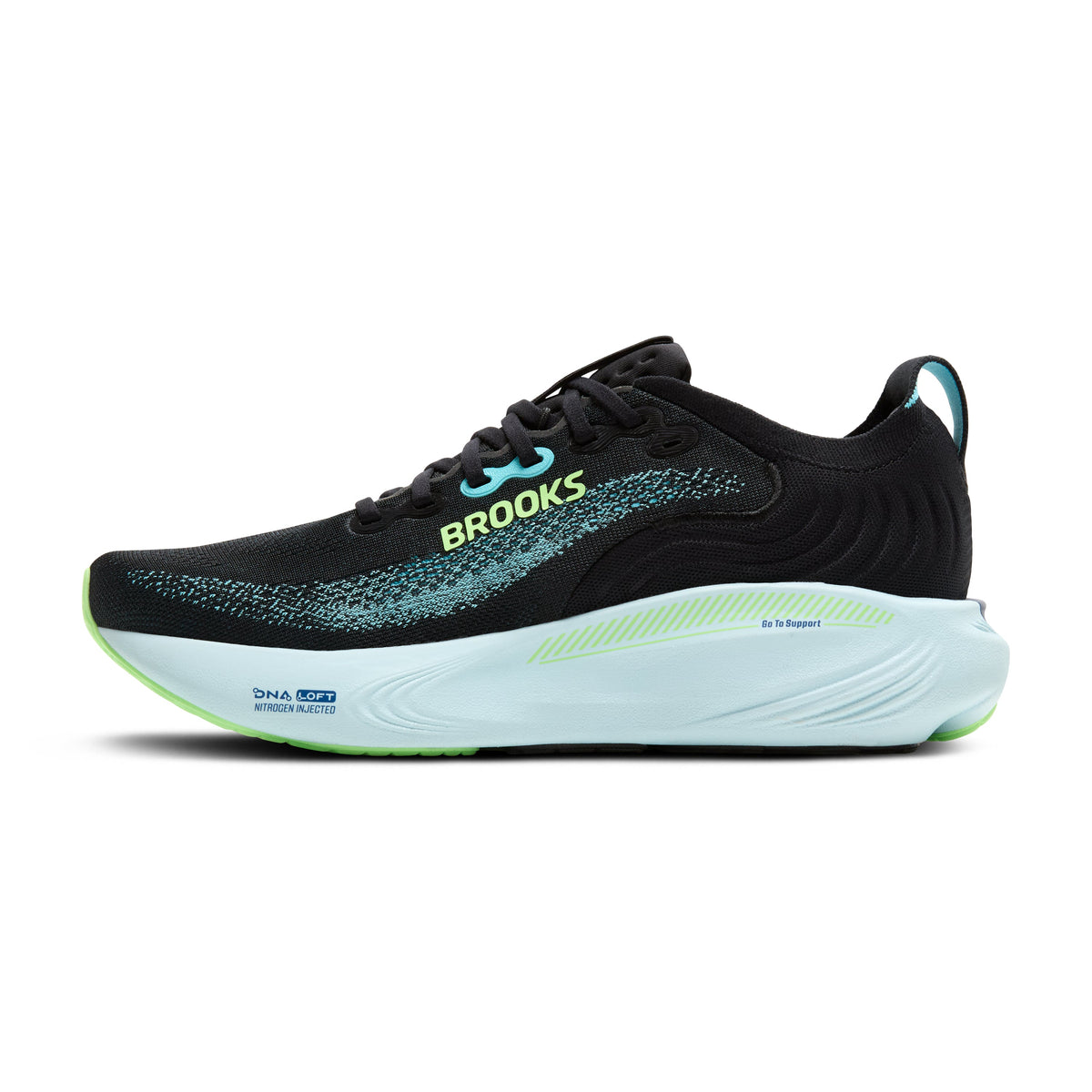 Men's Brooks Adrenaline GTS 25 in Black/Ipanema/Mint – medial view