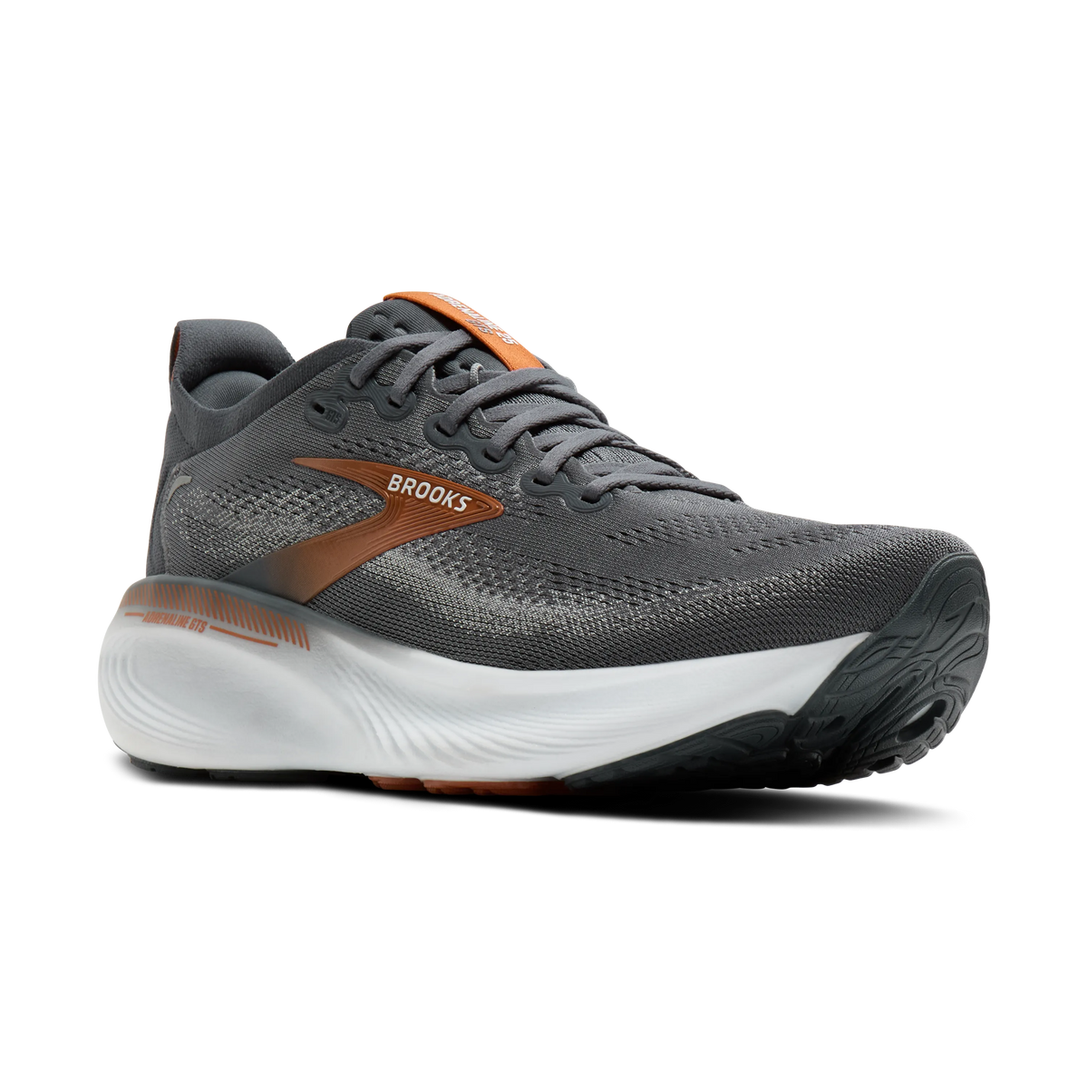 Men's Brooks Adrenaline GTS 25 in Turbulence/Bombay Brown/Grey – angle view
