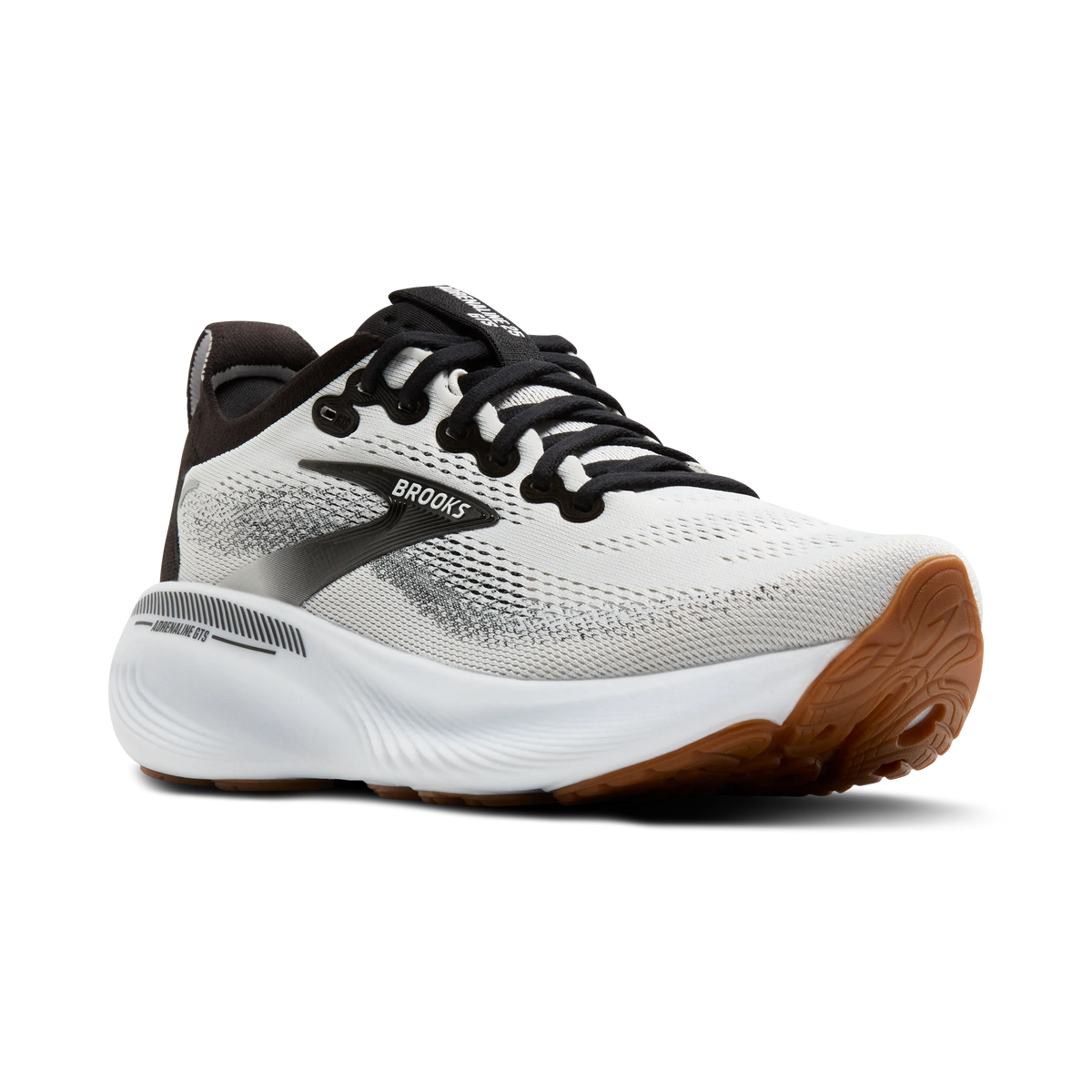 Men's Brooks Adrenaline GTS 25 in White/Black/White – angle view