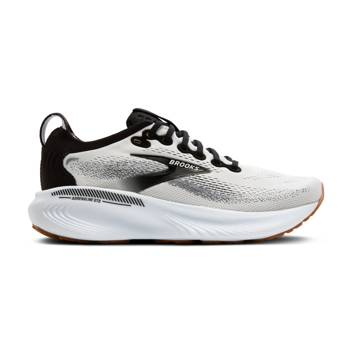 Men's Brooks Adrenaline GTS 25 in White/Black/White – angle view
