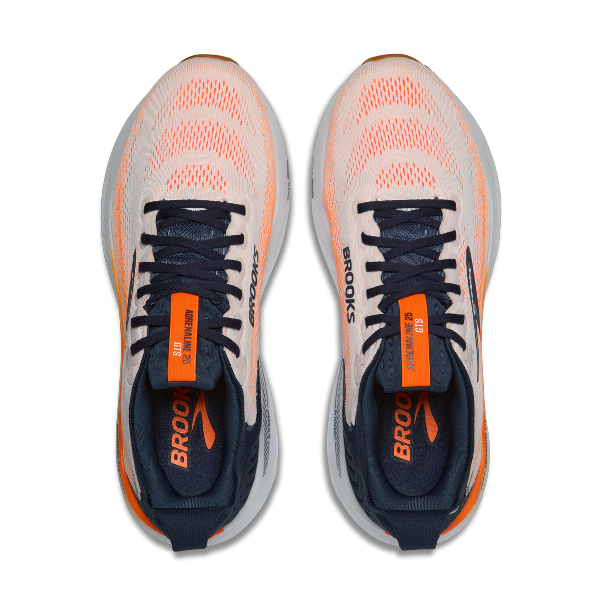 Men's Brooks Adrenaline GTS 25 in White/Spellbound/Orange – top view
